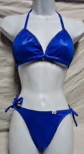 Shiny Blue Bikini Swimsuit 2 Piece Size S/M Women's Thin Padding NWOT #28