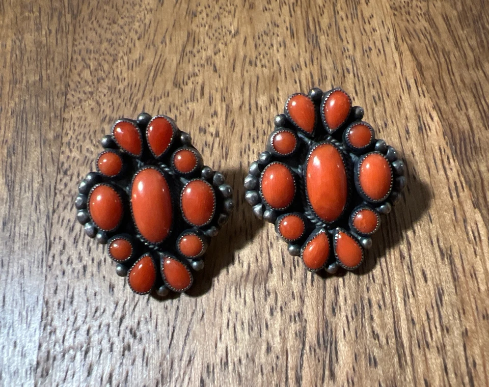 Don Lucas Mediterranean Red Coral Cluster Earrings, Large - Image 3 of 4