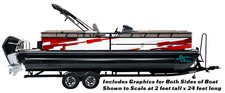 Red Technical Lines White Graphic Kit Decal Fishing Boat Wrap Pontoon Vinyl