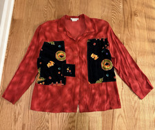 Vintage Abstract Art Nino Wong California Large Made in USA Women's Blouses Rare