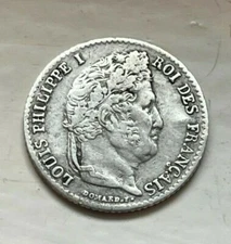 France 1832 1/4 Franc Silver Coin (#F76) Louis Philippe I 