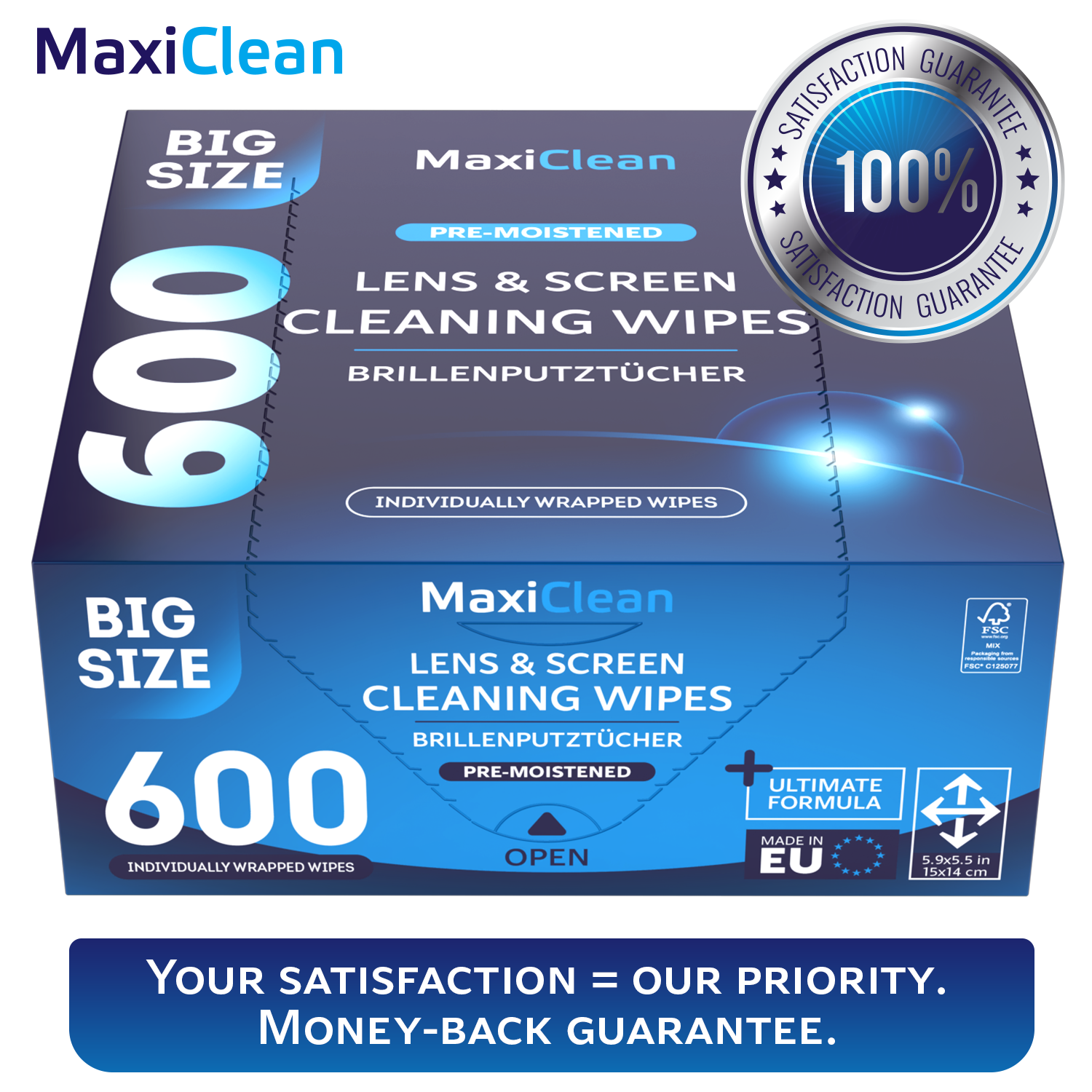 Eye Glasses Wipes Lens Cleaner 600 Individually Wrapped for Phone