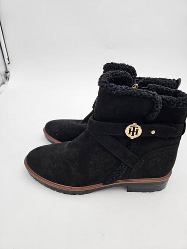 Tommy Hilfiger Black Ankle Boots Zip Up Womens 7 New - Picture 2 of 10