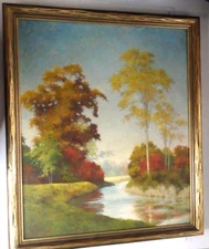 EB Kelley Jr Impressionist Painting Landscape  "Brandywine"  23” X 27” Frame VTG