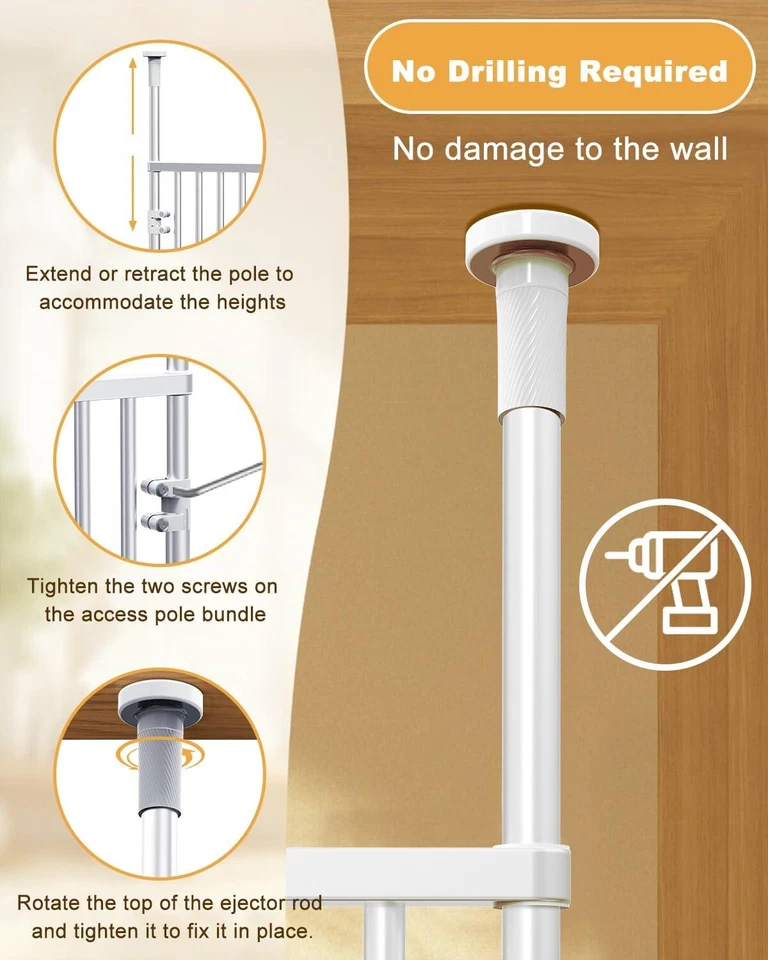 NAIZEA Adjustable 75" to 96" Extra Tall Pet Gate for Cat 29.5-32" Cat Gate - Image 3 of 4