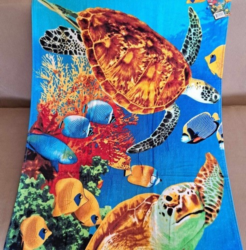 Neu Riff Meeresschildkröte Strandtuch Baumwolle Badepool GESCHENK Schildkröten Honu Ozeanfisch - Bild 3 von 4