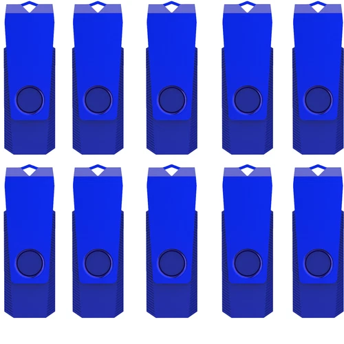 Wholesale 10/100pcs 8GB USB 2.0 Metal Swivel USB Flash Drives Memory Sticks Blue
