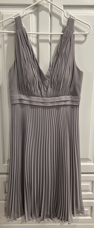 Donna Morgan Women's Fit & Flare Dress Pleated Silver Gray Size 4