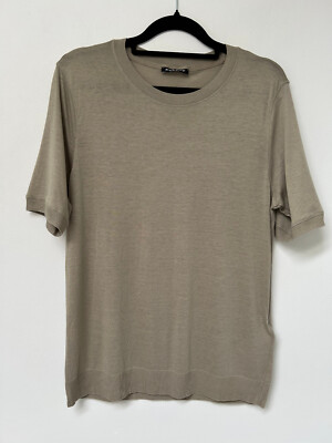 REPEAT Pullover Salbei Khaki Grün Kurzarm Feinstrick Baumwollmischung 40 UK12 109£