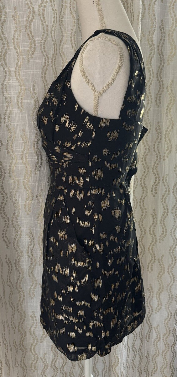 bcbgeneration dress Black Gold One Shoulder Mini Size 0 | eBay