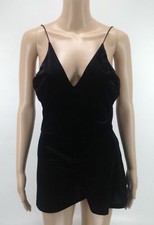  188 Aqua Women's Black V-Neckline Sleeveless Spaghetti Strapped Romper Size S
