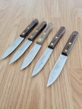 5 PACK Old Hickory 2nd Kitchen Paring Knife 3.25" Carbon Steel Blade Wood Handle