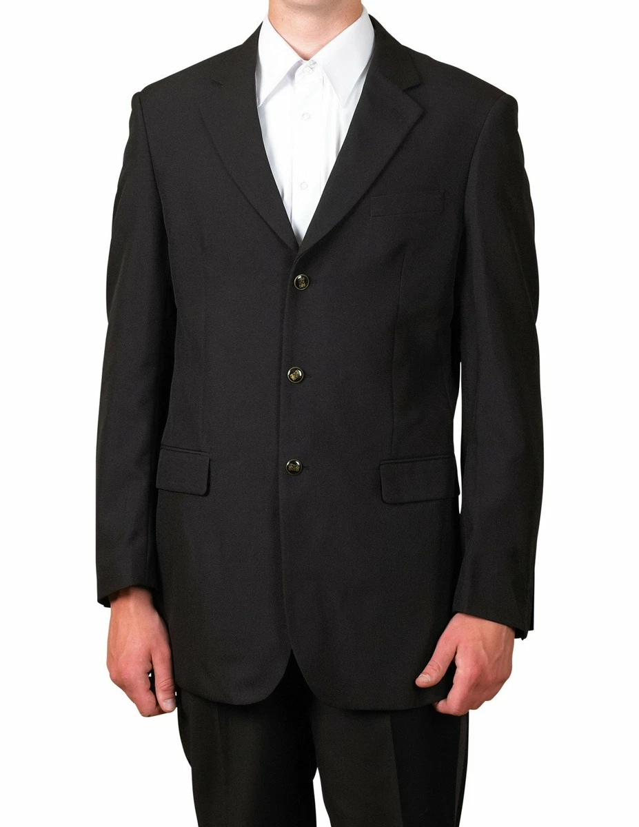 Black three top button suit