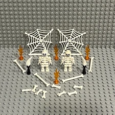 LEGO Skeleton Minifigure Halloween Lot with Bones & Weapons & Fire & Webs