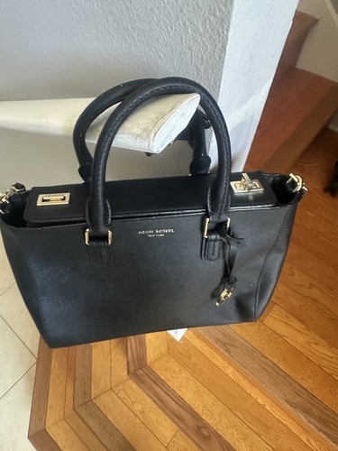 Henri Bendel Coated Canvas Double Handle Black Crossbody Shoulder Bag - Picture 3 of 8