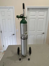 TC-3ALM Empty Medical Oxygen Aluminum Cylinder Tank w Valve Regulator Cart 29x4