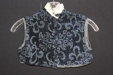 RARE FRENCH EDWARDIAN BOY'S DARK BLUE VELVET BROCADE VEST SIZE 2-3 YRS