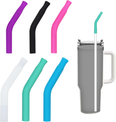6 Pcs Silicone Straw Tips 6mm 8mm Set Reusable Food Grade Rubber Straw Tips for
