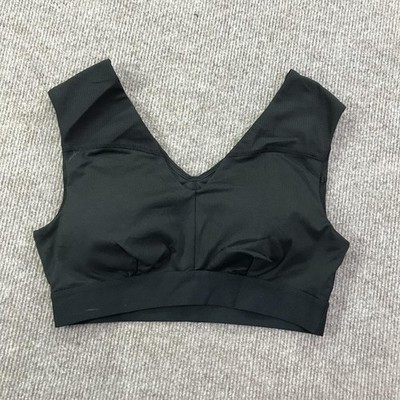 Tommie Copper Sports Bra Womens Medium Black Shoulder Support Compression V-Neck