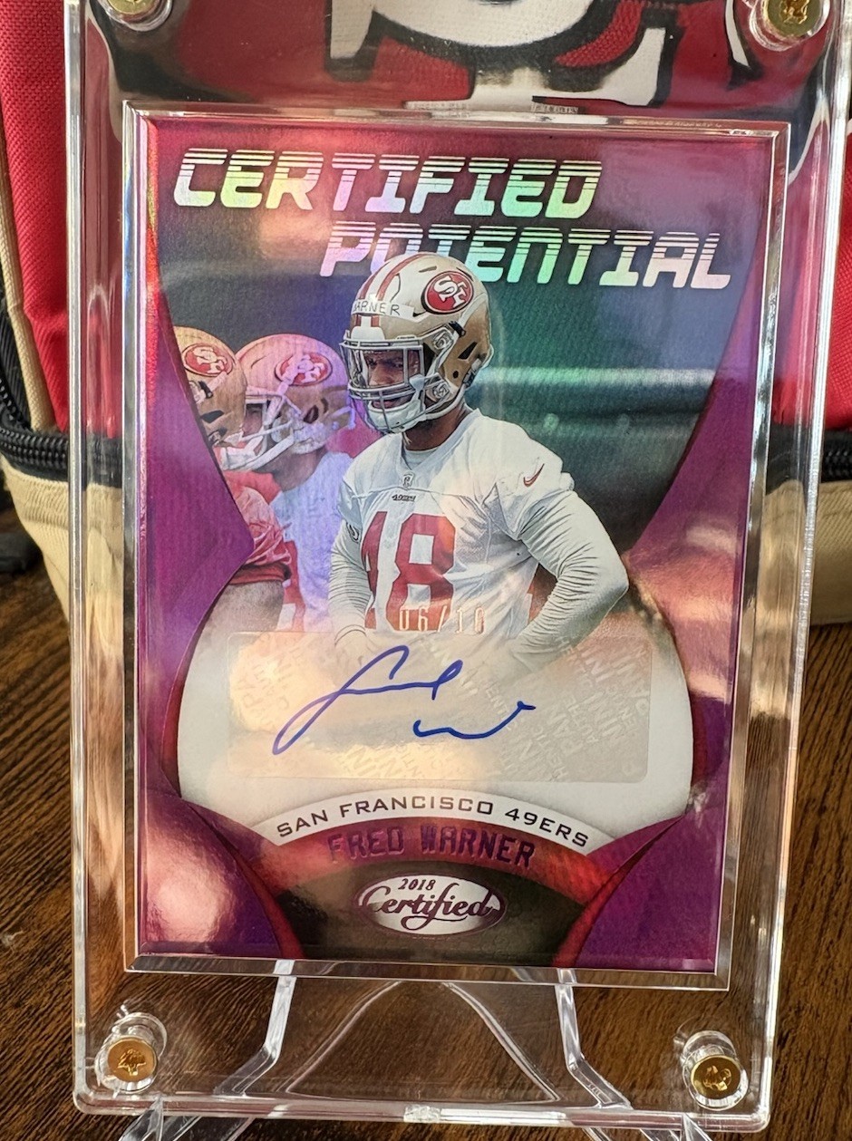 Fred Warner Panini Certified Potential Signatures #FW Purple Mirror