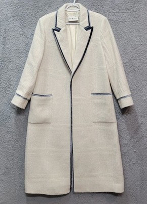 Tory Burch Velvet Trim Wool Long Coat Sz 12