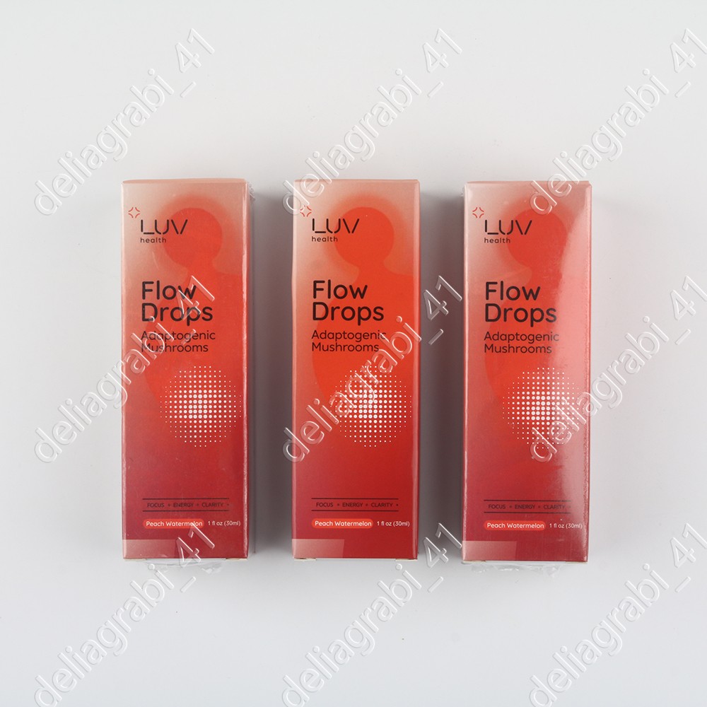 LUV Health Flow Drops-Adaptogen Mushroom Blend-Peach Watermelon Flavor 1-3pack