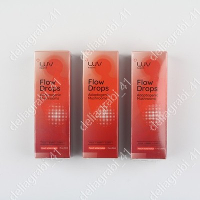 LUV Health Flow Drops-Adaptogen Mushroom Blend-Peach Watermelon 1-3pack Flavor