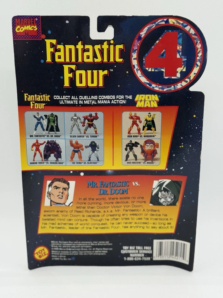 De colección 1995 Toy Biz Fantastic Four Metal Mania Mr. Fantastic vs. Dr. Doom NUEVO Foto 2 de 2