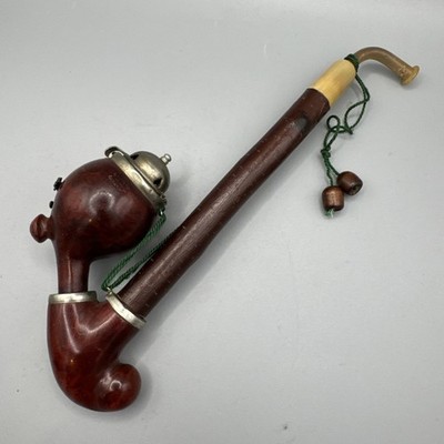 Schöne Vintage Bruyere Garantie Deutsche Jägerpfeife mit Metall Auerhuhn Vogel Relief