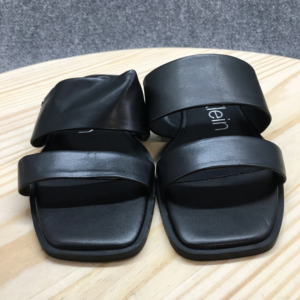 Sandalias Calvin Klein para mujer 9 Mella sin cordones negras imitación cuero NUEVAS Foto 4 de 4