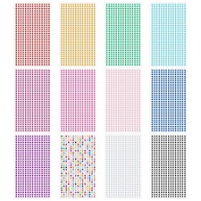 3mm Gem Stickers, 5400PCS Rhinestone Stickers for Crafts, 12 Embellishment Rh...