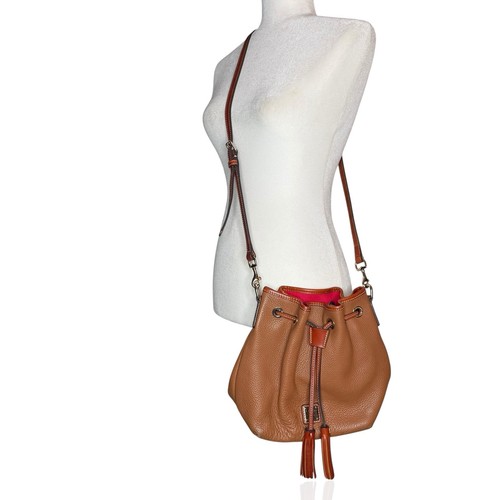 Dooney & Bourke Pebble Grain Aimee Drawstring Bucket Shoulder Bag Caramel - Picture 6 of 13