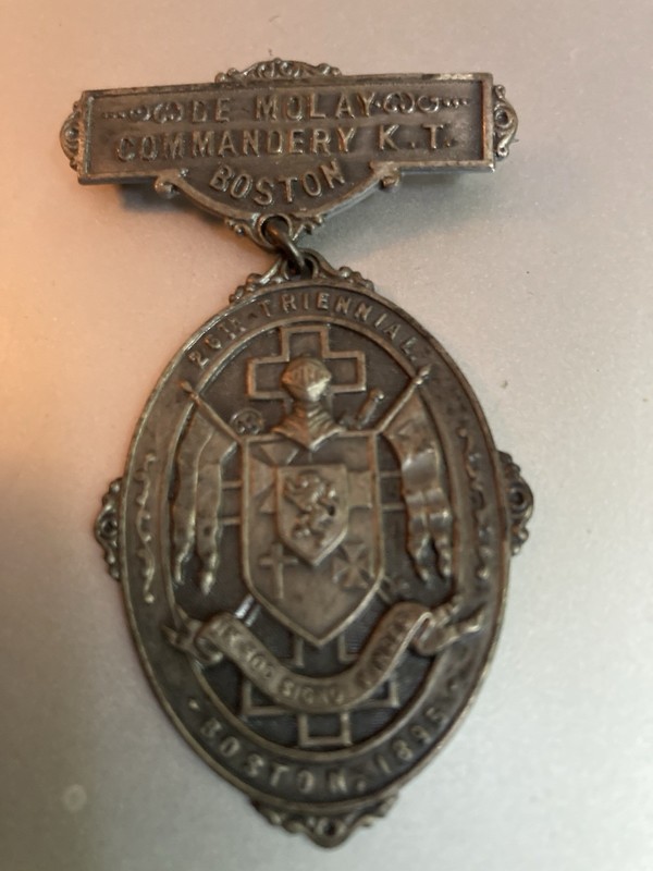 Vintage Boston 1895 Knights Templar De Molay Commandery Medal