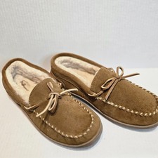 My Slippers Womens Moccasin Slippers Tan Suede Faux Fur Lined Cozy Size 10