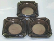 Vintage Square Glass Ashtray - Set Of 3