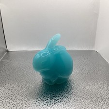 Vintage Fenton Bunny Rabbit blue/teal Glass Figurine 