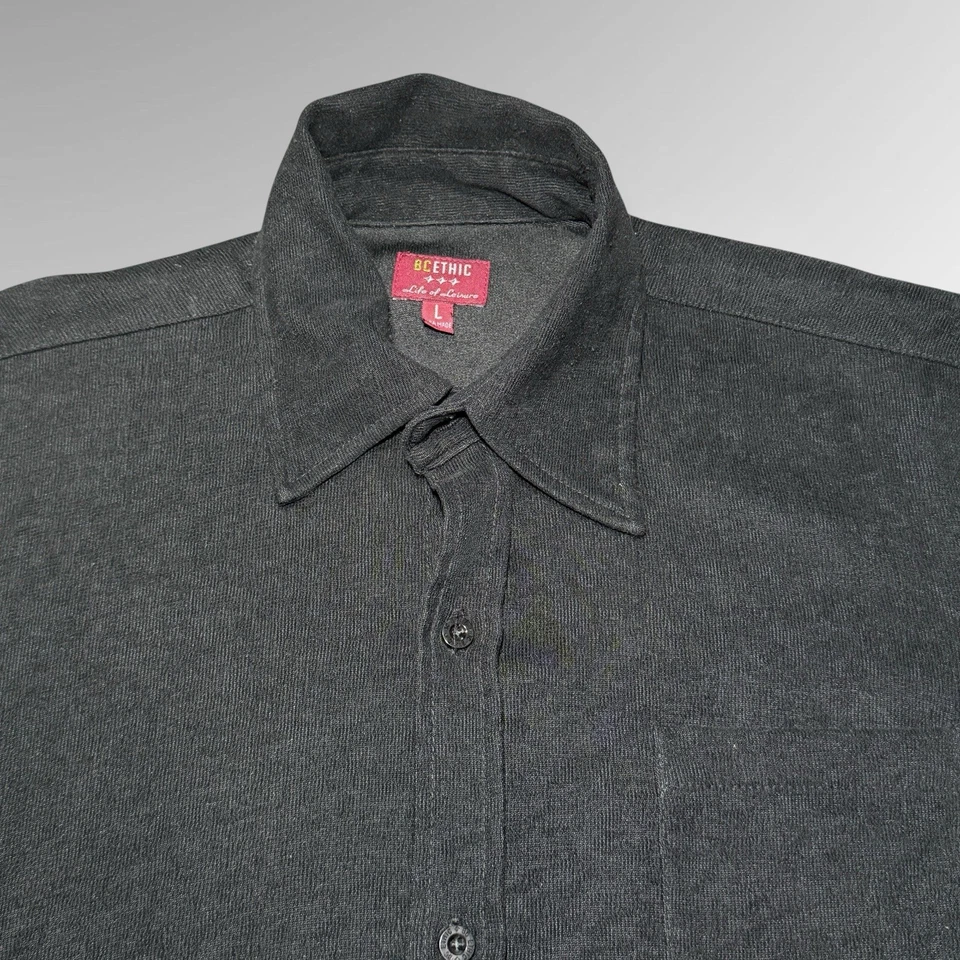 Vintage 90s BC Ethic Black Short Sleeve Button Up Shirt - Image 2 of 4