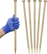 16 Inch Rebar Stakes - 1/2 Inch Diameter Galvanized Steel Ground Anchors - Heavy