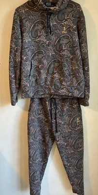 Polo Ralph Lauren Hoodie Men's Medium Paisley Hoodie, Small Pants Gold Pony - Image 1 of 4