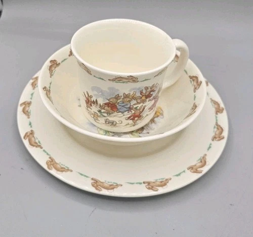 Vintage Bunnykins Royal Doulton 3 Pc Set Plate, Bowl, Mug EUC 