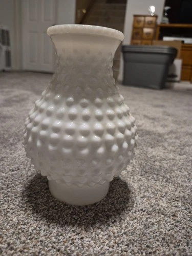 Vintage White Hobnail Opaque Milk Glass Oil Lamp Shade Chimney no chips/cracks