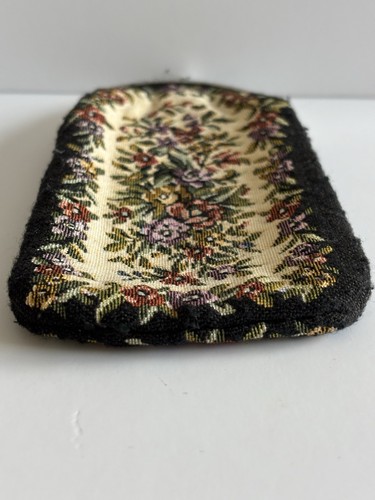 Vintage Needlepoint Floral Cigarette Coin Purse Pouch Double Kiss Snap Clasp - Picture 11 of 13