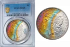 1885-P PCGS MS65 MORGAN $ MONSTER "PQ" VIBRANT RAINBOW TONING (VIDEO} **
