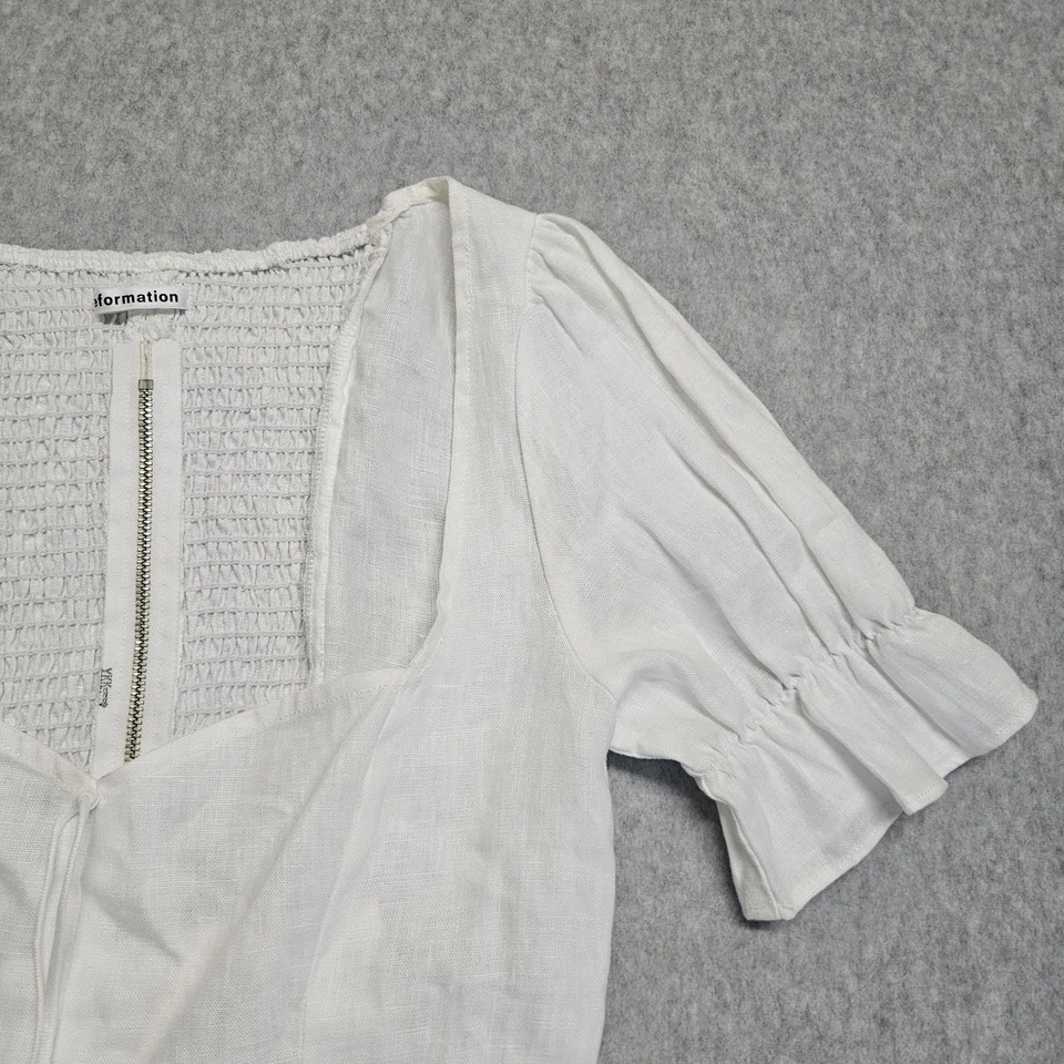 Camisa de lino manga corta Reformation en blanco talla 4 Top Foto 2 de 4