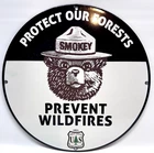 Vintage - Smokey the Bear – Prevent Wildfires – Porcelain Sign - Pump Plate
