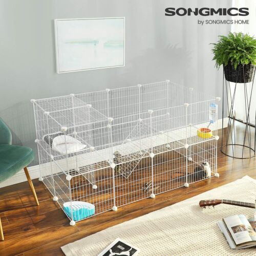 Songmics Indoor Metal Wire Apartment-Style Pet Playpen for Small Animal - White - Picture 1 of 7