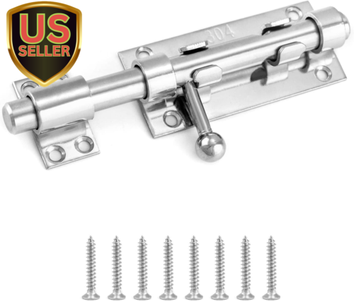 Sliding Bolt Gate Latch, 6.3" Heavy Duty 304 Stainless Steel Safety Barrel Bolt