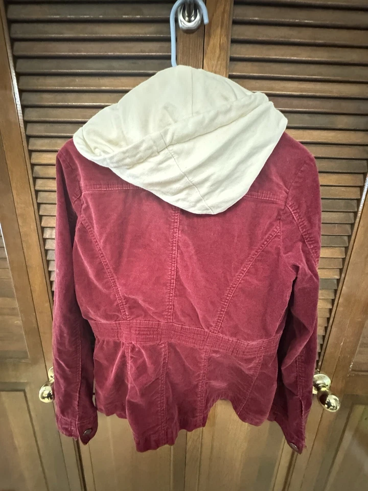 Chaqueta con capucha de pana de algodón para mujer para Joseph Fortune botón con cremallera talla XL Foto 2 de 3