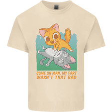 Fart Wasnt That Bad Funny Flatulence Cat Farting Mens Cotton T-Shirt Tee Top