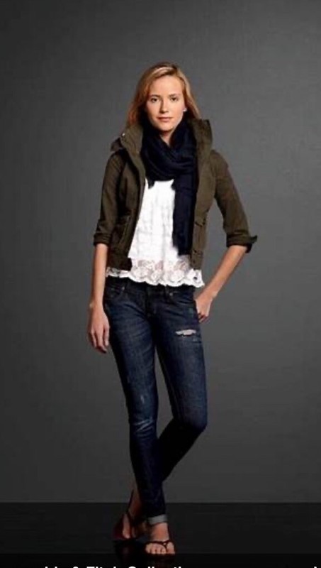 Abercrombie and Fitch Olive Green Cropped 3/4 Sleeve Utility Jacket Size Medium
